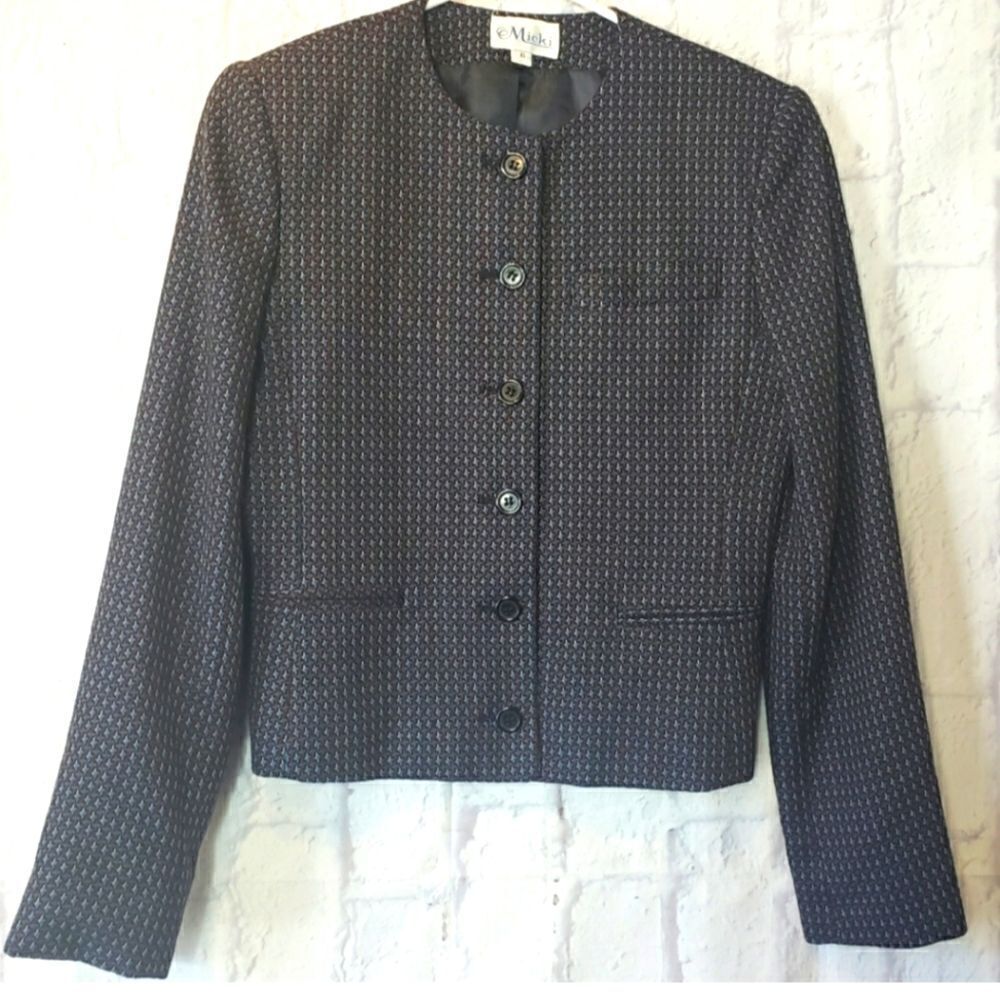 VINTAGE MICKI Wool-blend Button-down Blazer Jacket Top 6